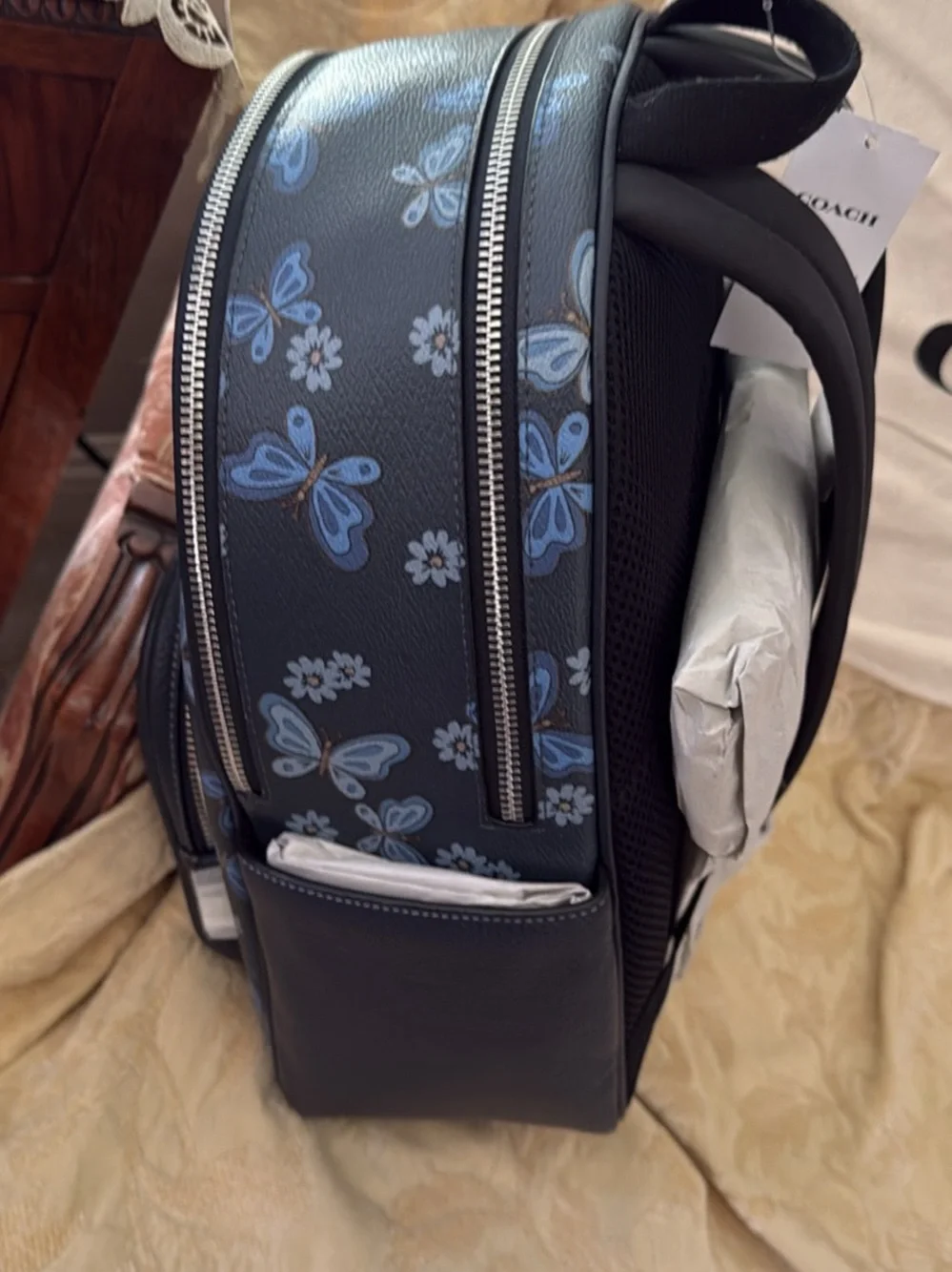 NWT Coach  Blue Butterfly Print backpack
